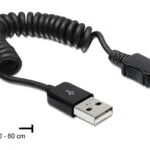 DeLock Spiral USB 2.0 to micro USB Cable Μαύρο 0.6m (83162)