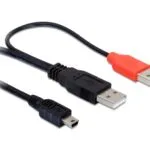 DeLock mini USB 5-pin male - 2x USB-A male 1m (82447)