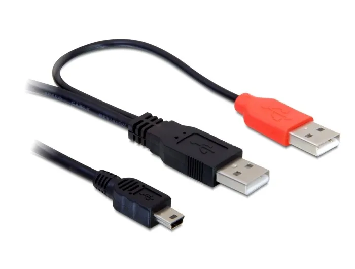 fc3824fdad94a47a3c0deefaf55b0a9b.jpg DeLock mini USB 5-pin male - 2x USB-A male 1m (82447) - Image 1