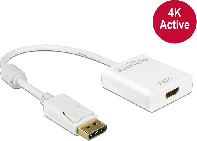 20150306153004_delock_displayport_male_hdmi_female_62608.jpeg DeLock Μετατροπέας DisplayPort male σε HDMI female Λευκό 1τμχ 62608 - Image 1