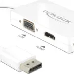 DeLock Μετατροπέας DisplayPort male σε DVI-D / HDMI / VGA female Λευκό 1τμχ 62655