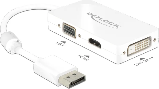 DeLock Μετατροπέας DisplayPort male σε DVI-D / HDMI / VGA female Λευκό 1τμχ 62655 - Image 1