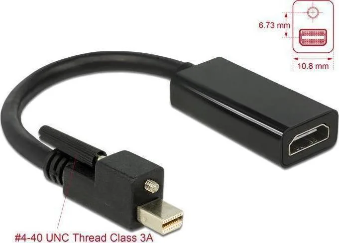 20170404111511_delock_mini_displayport_male_hdmi_female_62640.jpeg DeLock Μετατροπέας mini DisplayPort male σε HDMI female 1τμχ 62640 - Image 1