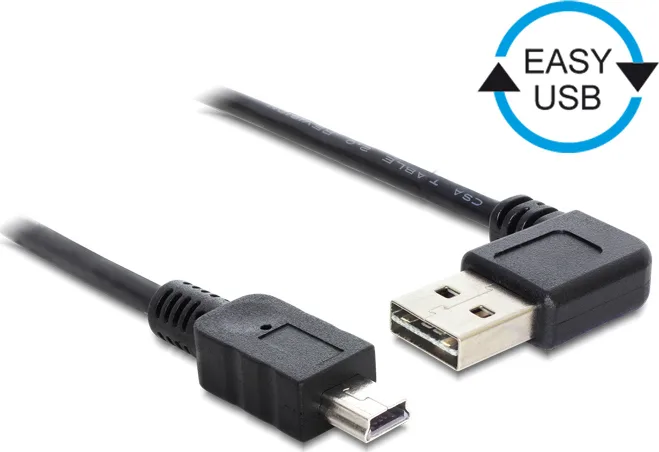 20170502101046_delock_usb_2_0_cable_usb_a_male_mini_usb_b_male_1m_83378.jpeg DeLock USB 2.0 Cable USB-A male - mini USB-B male 1m (83378) - Image 1