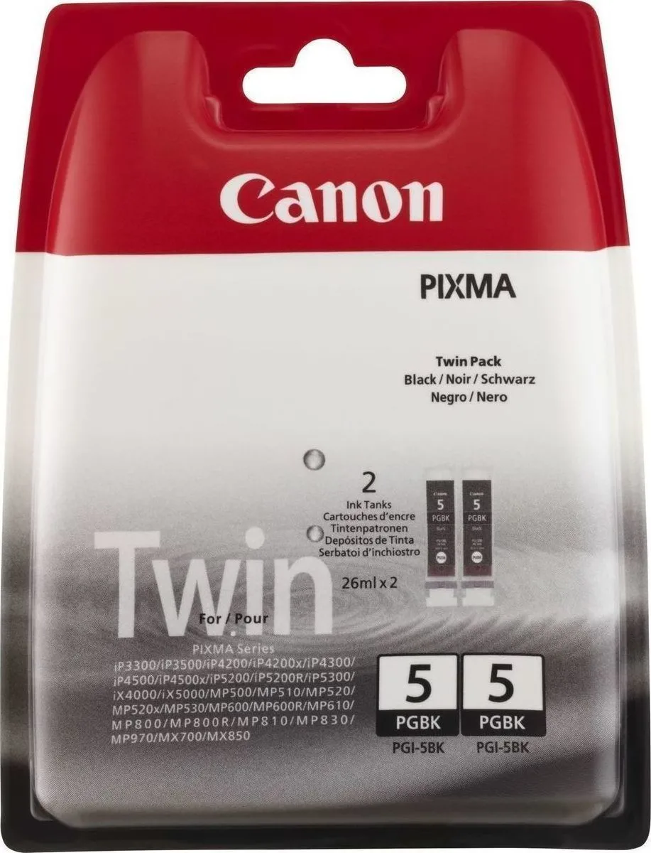 20171130150353_canon_pgi_5bktp_black_twin_pack_0628b030.jpeg Canon PGI-5 Γνήσιο Πακέτο 2 Μελανιών Εκτυπωτή InkJet Μαύρο (0628B030) - Image 1