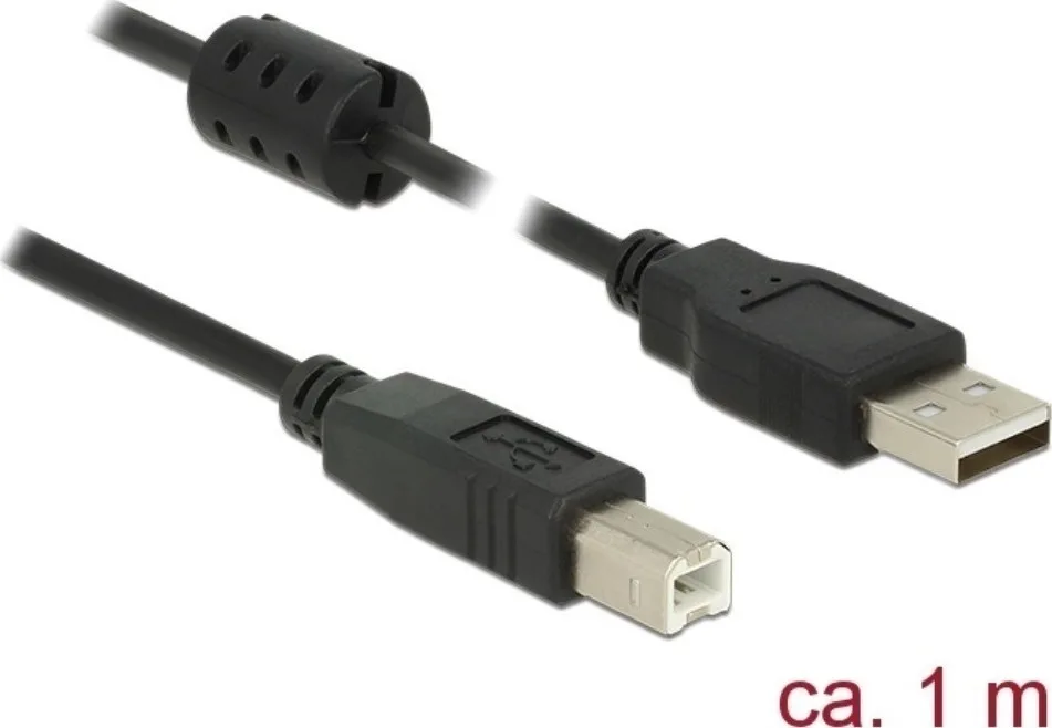 DeLock USB 2.0 Cable USB-A male - USB-B male 1m (84895) - Image 1