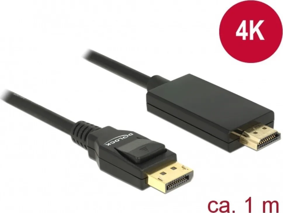 20191024123740_delock_cable_displayport_male_hdmi_male_1m_85316.jpeg DeLock Cable DisplayPort male - HDMI male 1m (85316) - Image 1
