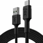 Green Cell PowerStream Braided USB 2.0 Cable USB-C male - USB-A 60W Μαύρο 2m KABGC19