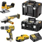 Dewalt DCK329P2T Σετ Γωνιακός Τροχός, Κρουστικό Δραπανοκατσάβιδο & Σέγα Brushless 18V με 2 Μπαταρίες 5Ah και Θήκη