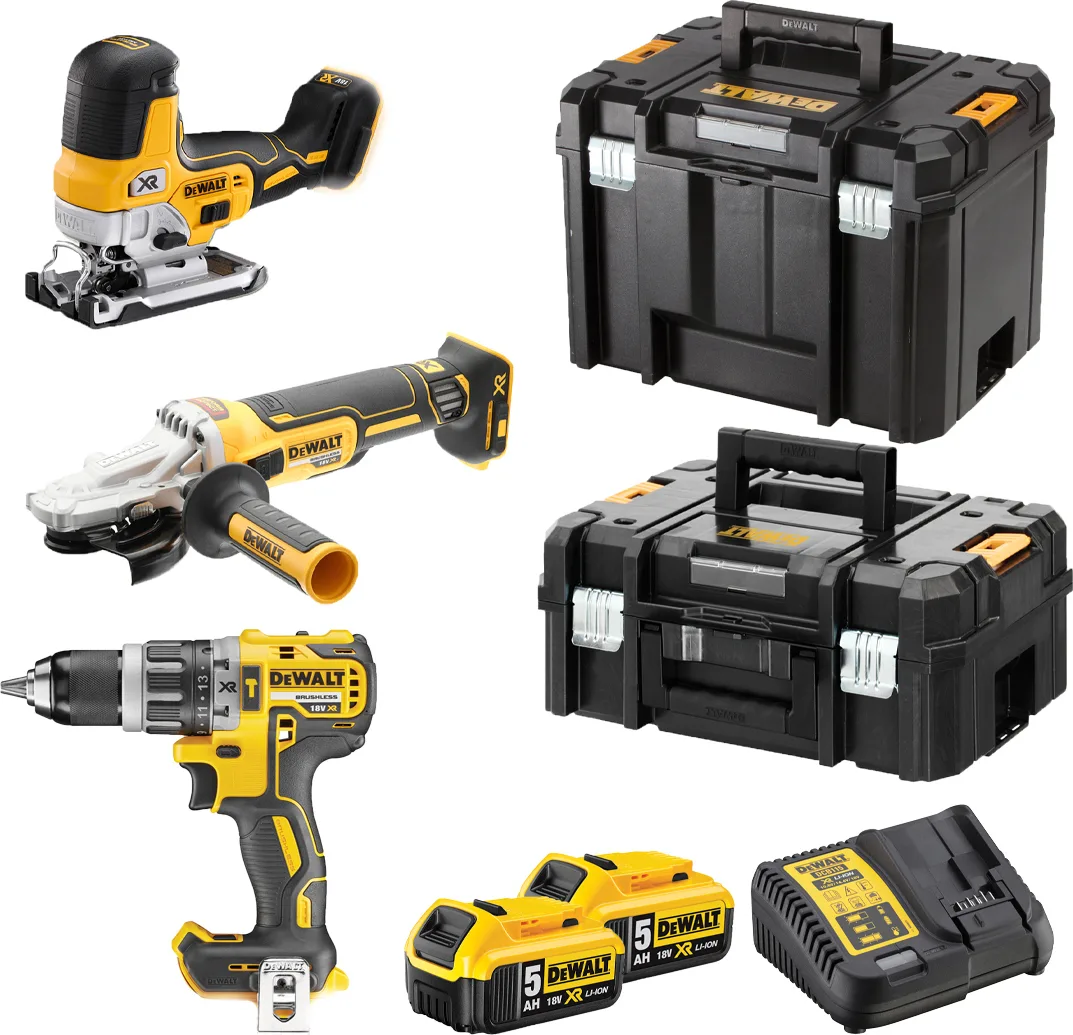 20210216130959_dewalt_dck329p2t.jpeg Dewalt DCK329P2T Σετ Γωνιακός Τροχός, Κρουστικό Δραπανοκατσάβιδο & Σέγα Brushless 18V με 2 Μπαταρίες 5Ah και Θήκη - Image 1
