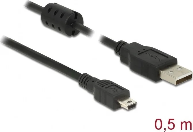 20210323145928_delock_usb_2_0_cable_usb_a_male_mini_usb_b_male_mayro_0_5m_84911.jpeg DeLock USB 2.0 Cable USB-A male - mini USB-B male Μαύρο 0.5m (84911) - Image 1