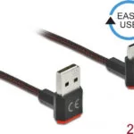DeLock Angle (90°) / Braided USB 2.0 Cable USB-C male - USB-A Μαύρο 2m 85278