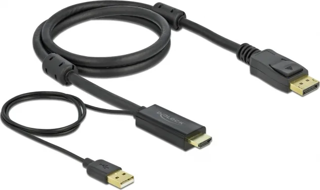DeLock 4K 30 Hz Cable DisplayPort male - HDMI male 1m Μαύρο (85963) - Image 1