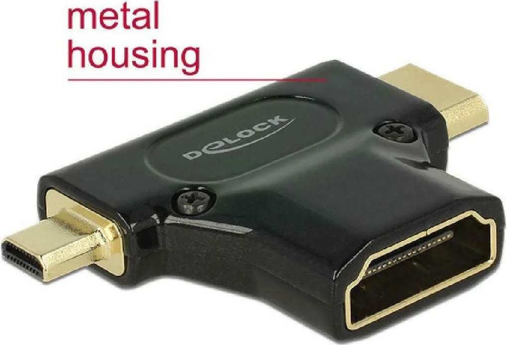 20211015160718_delock_micro_hdmi_mini_hdmi_male_hdmi_female_65666.jpeg DeLock Μετατροπέας micro HDMI / mini HDMI male σε HDMI female 1τμχ 65666 - Image 1