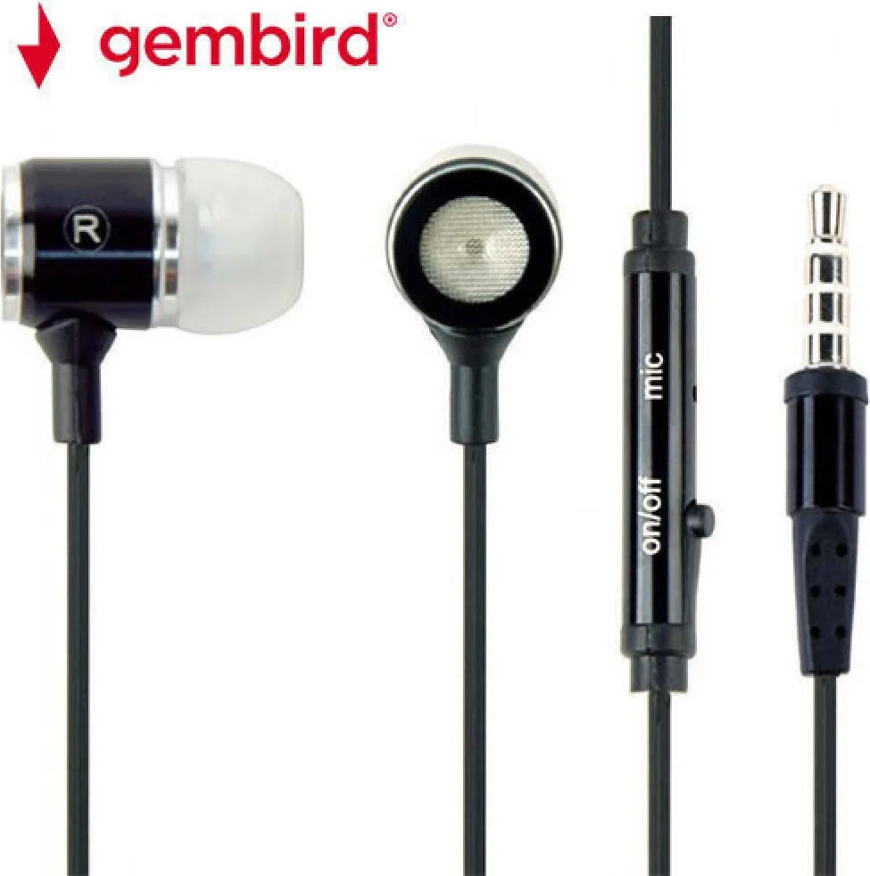 Gembird EP-001 In-ear Handsfree με Βύσμα 3.5mm Μαύρο - Image 1