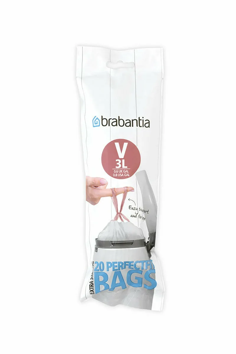 20220302114129_brabantia_sakoules_aporrimaton_se_diafano_chroma_3lt_1165_82_20tmch.jpeg Brabantia Σακούλες Απορριμάτων Χωρητικότητας 3lt με Κορδόνι Type V 116582 20τμχ Λευκές - Image 1