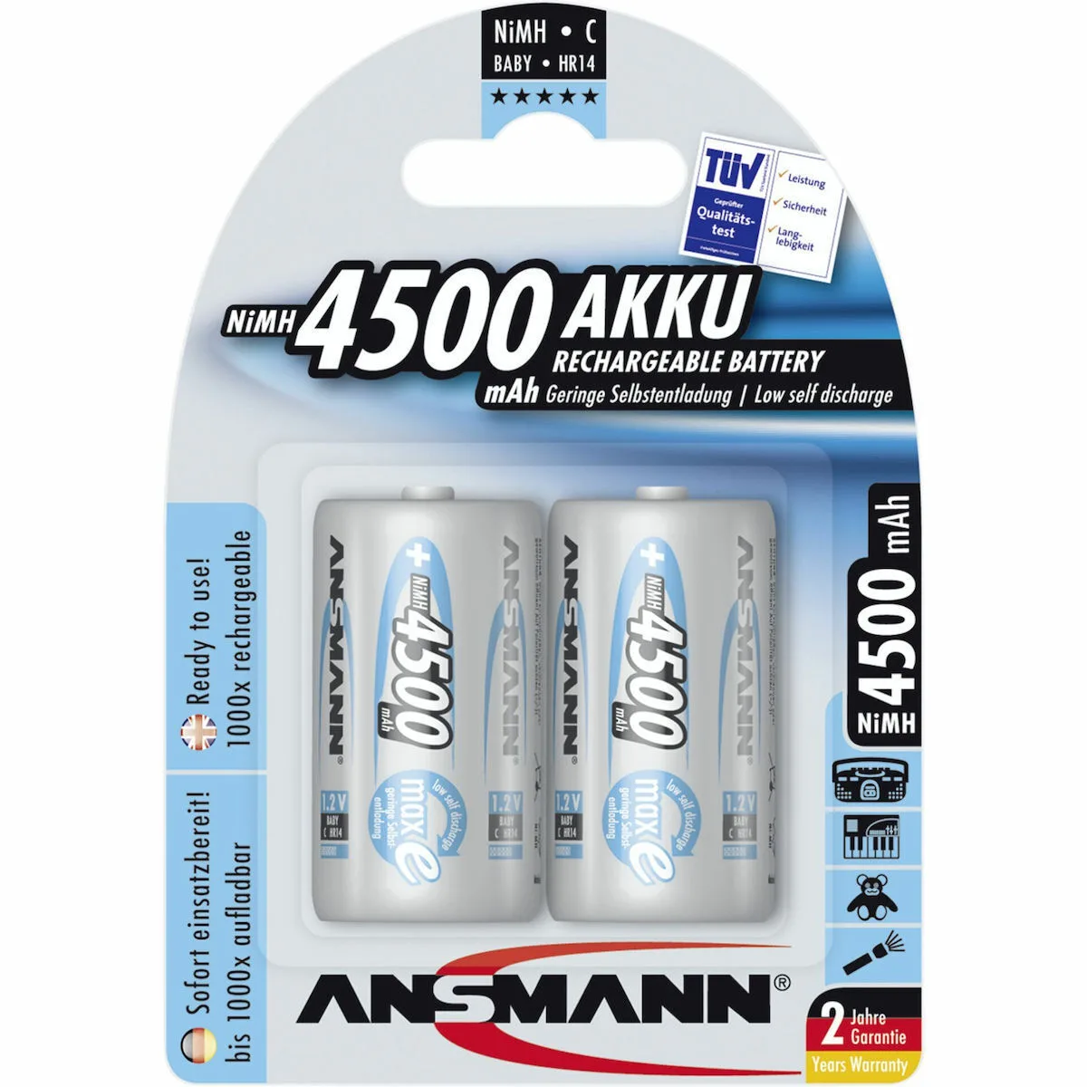 Ansmann Επαναφορτιζόμενες Μπαταρίες C Ni-MH 4500mAh 1.2V 2τμχ - Image 1