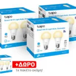 TP-LINK Smart Λάμπες LED 8.7W για Ντουί E27 Θερμό Λευκό Dimmable 8τμχ Tapo L510E