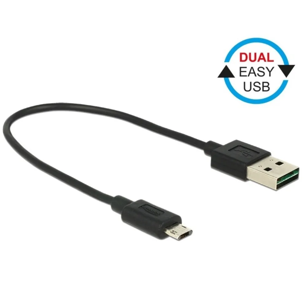 DeLock Male Regular USB 2.0 to micro USB Cable Μαύρο 0.2m (84804) 1τμχ - Image 1