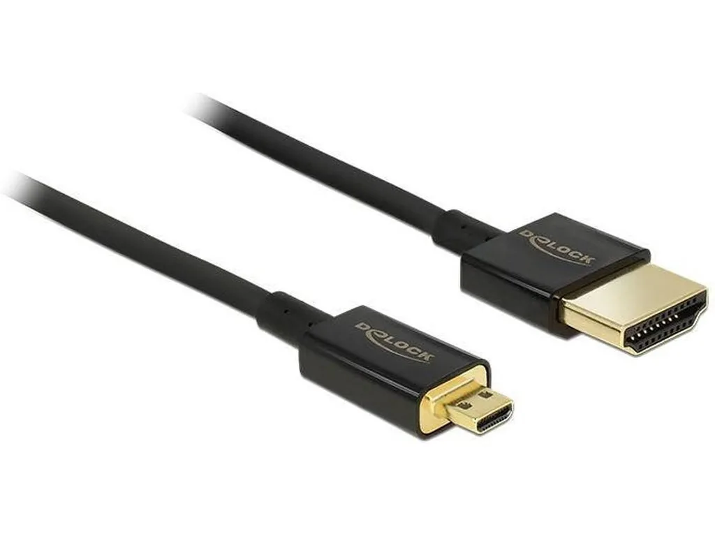 20240710144924_delock_hdmi_2_0_cable_hdmi_male_micro_hdmi_male_2m_mayro_84783.jpeg DeLock HDMI 2.0 Premium High Speed 4K 60Hz HDR Cable HDMI male - micro HDMI male 2m Μαύρο 84783 - Image 1