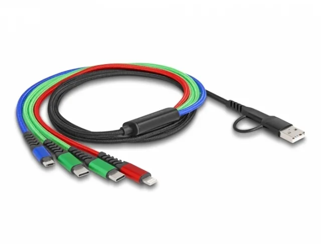 DeLock USB to Type-C / Lightning / micro USB Cable 3A Μαύρο 1.2m (87035) - Image 1