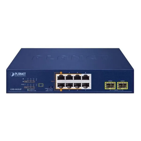 20241001164251_planet_technology_gsd_1022up_unmanaged_l2_poe_switch_me_8_thyres_gigabit_1gbps_ethernet_kai_2_sfp_thyres.jpeg Planet Technology GSD-1022UP Unmanaged L2 PoE+ Switch με 8 Θύρες Gigabit (1Gbps) Ethernet και 2 SFP Θύρες - Image 1
