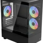 Aerocool Viewport Mini Gaming Mini Tower Κουτί Υπολογιστή με Πλαϊνό Παράθυρο και RGB Φωτισμό Μαύρο
