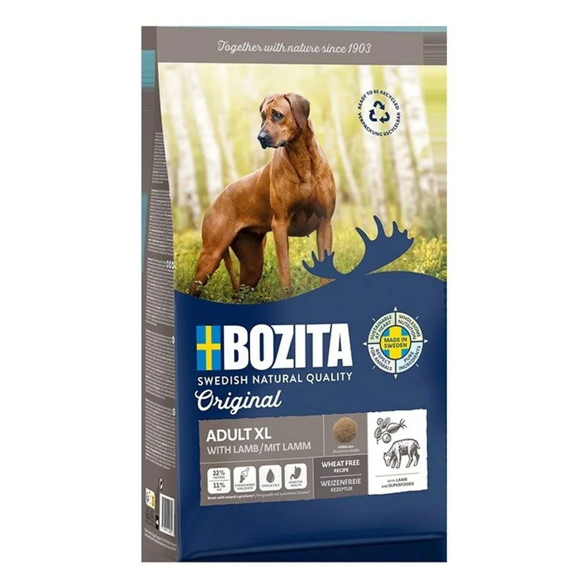 Bozita Original 12kg Ξηρά Τροφή χωρίς Γλουτένη για Ενήλικους Σκύλους Μεγαλόσωμων Φυλών με Αρνί και Κοτόπουλο - Image 1
