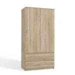 Malwa Δίφυλλη Ντουλάπα Oak 90x50x180cm