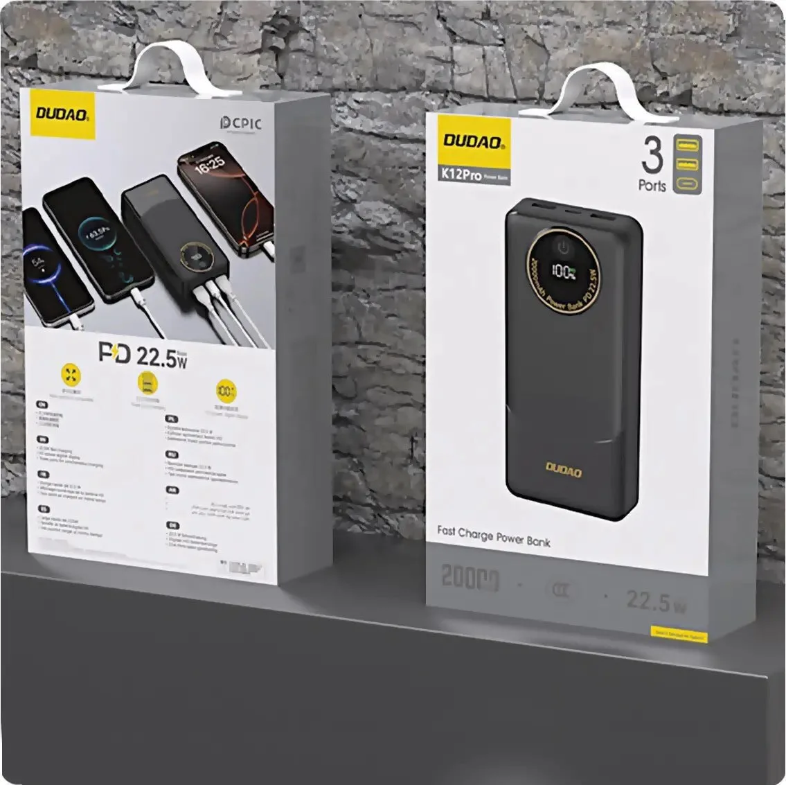 20250319130440_7f4b66e6.jpeg Dudao K12Pro Power Bank 20000mAh 22.5W με Θύρα USB-A και Θύρα USB-C Power Delivery Μαύρο - Image 1