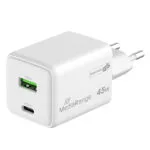 MediaRange Φορτιστής Χωρίς Καλώδιο GaN με Θύρα USB-A και Θύρα USB-C 45W Power Delivery Λευκός (MRMA113-2)