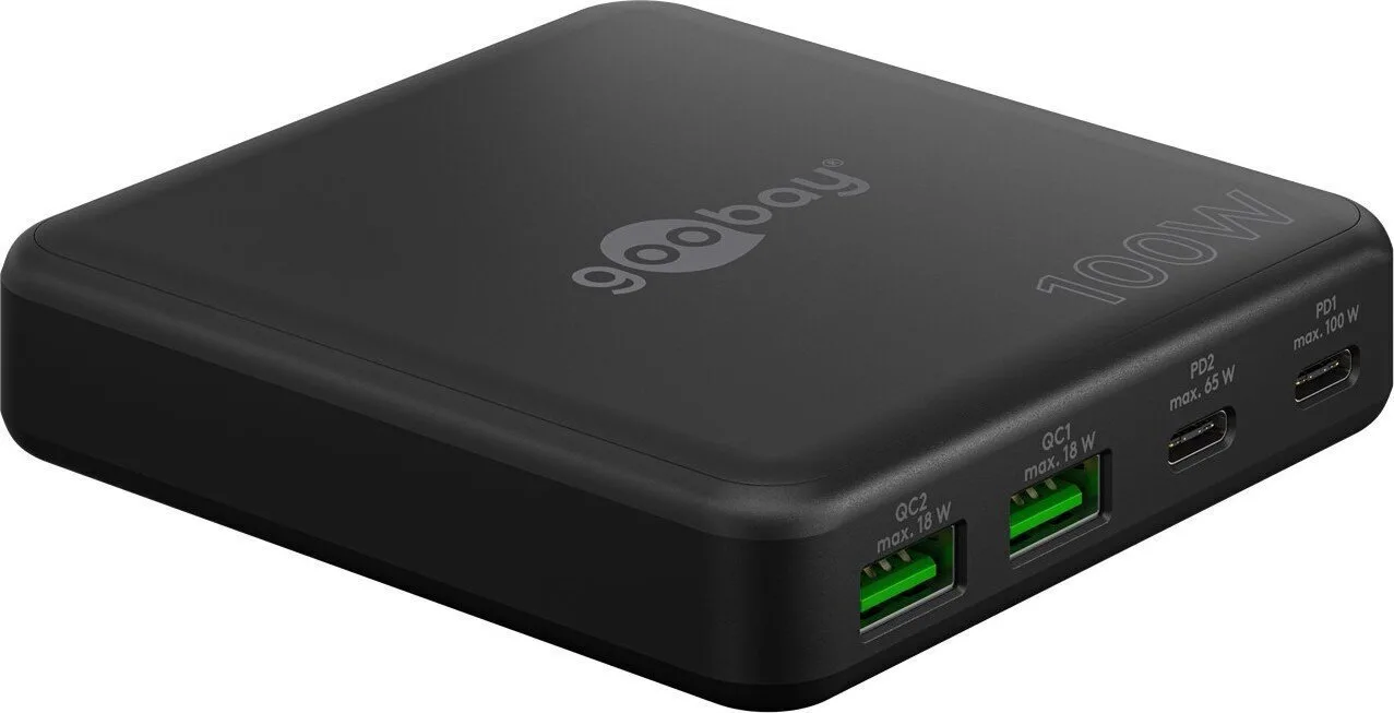 Goobay Βάση Φόρτισης GaN με 2 Θύρες USB-A και 2 Θύρες USB-C 100W Power Delivery σε Μαύρο χρώμα (70764) - Image 1