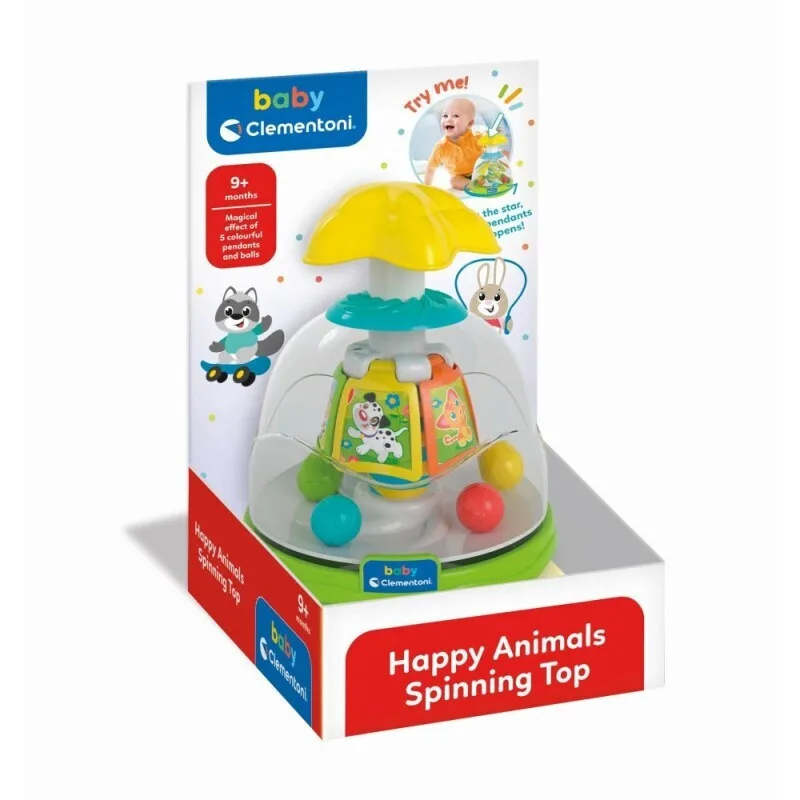 20250515174244_clementoni_mpala.jpeg Baby Clementoni Βρεφικό Παιχνίδι Happy Animals Spinning Top για 9+ Μηνών - Image 1