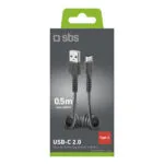 SBS Spiral USB 2.0 Cable USB-C male - USB-A Μαύρο 0.5m