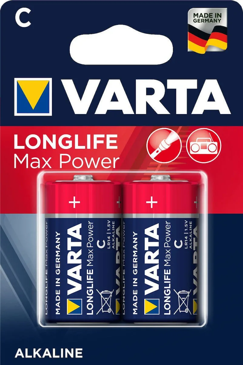 20250723115645_varta_longlife_max_power_alkalikes_mpataries_c_1_5v_2tmch.jpeg Varta Longlife Max Power Αλκαλικές Μπαταρίες C 1.5V 2τμχ - Image 1