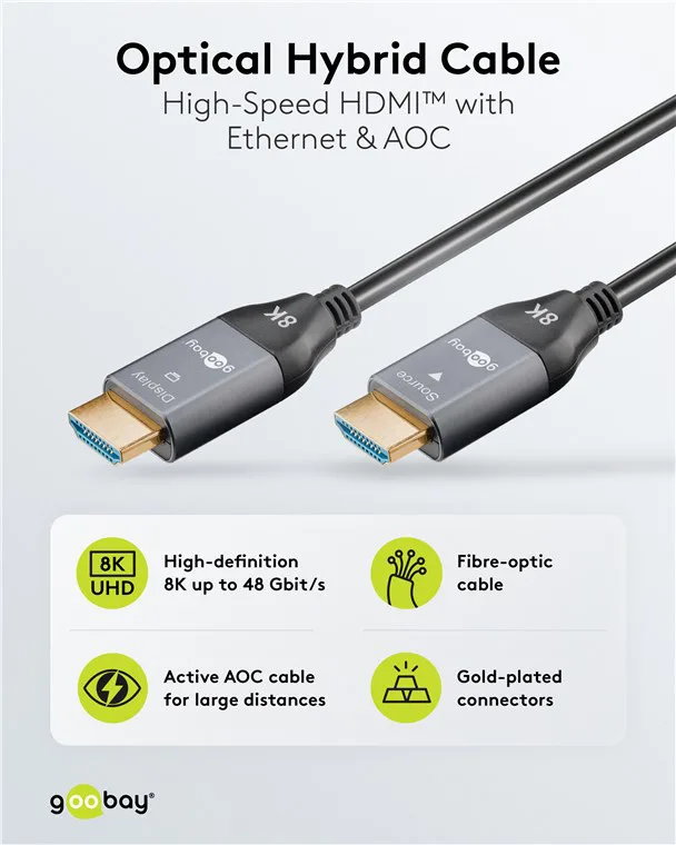 20250812150348_e95f9b4d.jpeg Goobay HDMI 2.1 Ultra High Speed 48Gbps 4K 120Hz HDR VRR Cable HDMI male - HDMI male 10m Χρυσό 76274 - Image 1