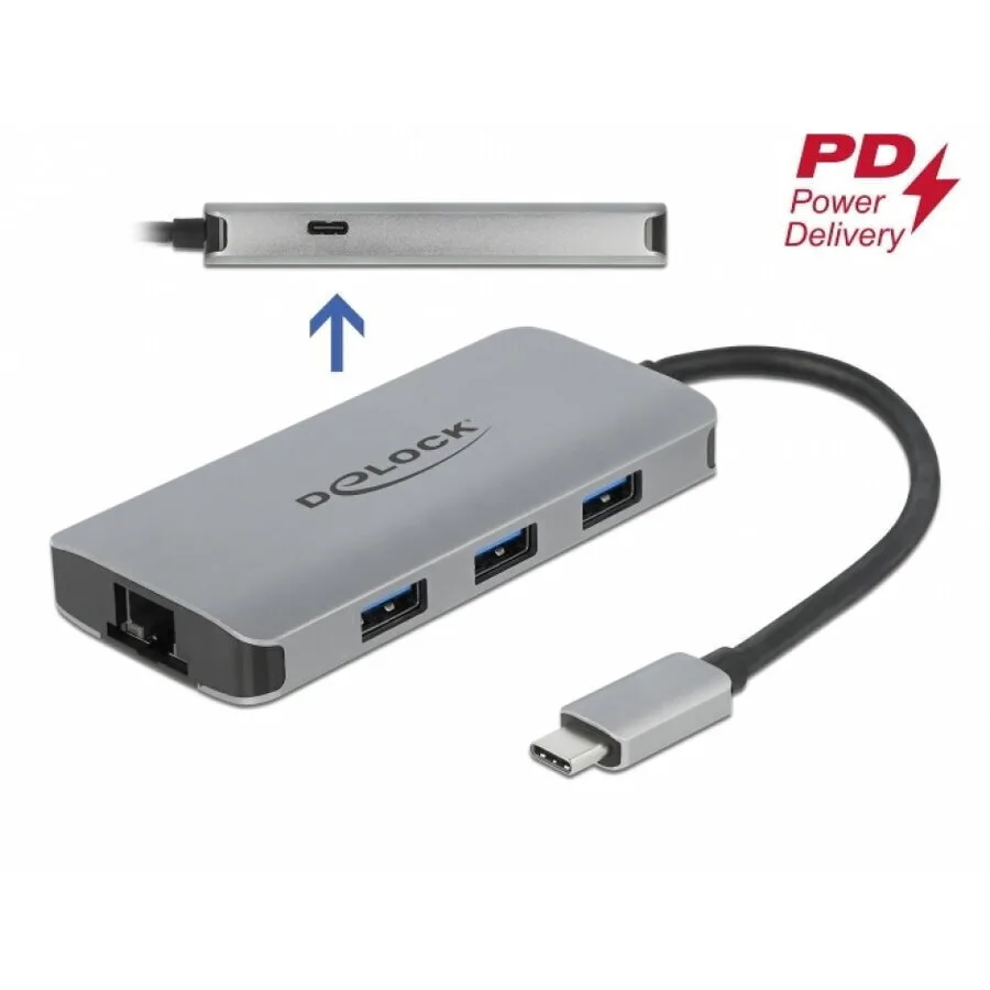 20250903130103_delock_usb_3_2_hub_3_thyron_me_syndesi_usb_c_gri_63252.jpeg DeLock Hub 3 Θυρών USB 3.2 με σύνδεση USB-C Γκρι 63252 - Image 1