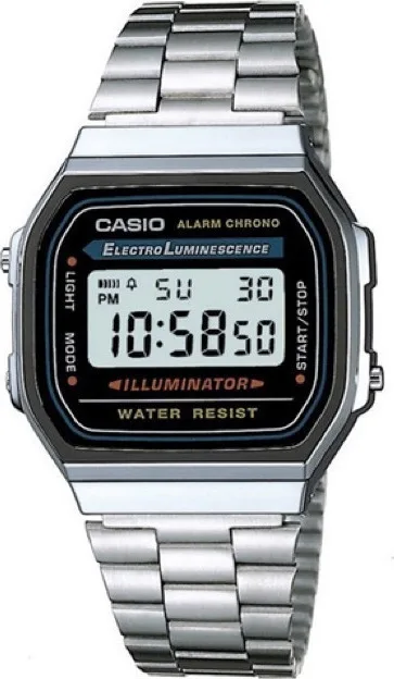 Casio Vintage Iconic Ψηφιακό Ανδρικό Ρολόι 36.3mm Μπαταρίας με Ασημί Μεταλλικό Μπρασελέ A-168WA-1A - Image 1