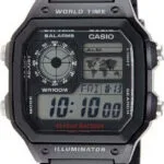 Casio Collection Ψηφιακό Ανδρικό Ρολόι 42mm Χρονογράφος Μπαταρίας με Μαύρο Καουτσούκ Λουράκι AE-1200WH-1AVEF