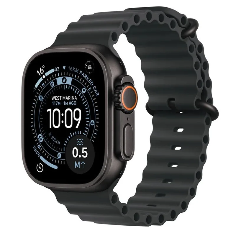 Apple Watch Ultra 3 Titanium 49mm Αδιάβροχο με eSIM και Παλμογράφο (Black Titanium Case with Black Ocean Band) - Image 1