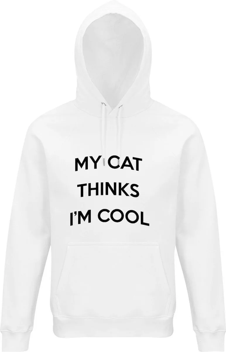 My Cat Thinks I Am Cool Φούτερ με Κουκούλα Λευκό 6450256 - Image 1