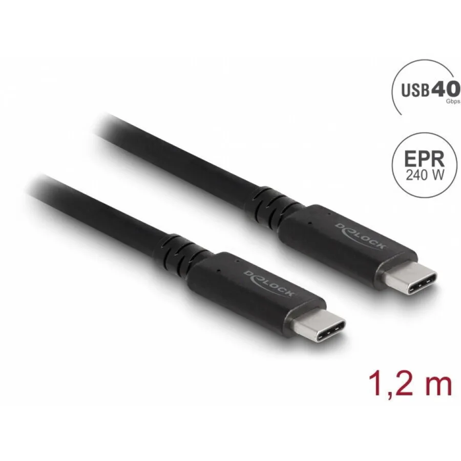 Delock Usb 4 Type C Pd 3.1 Cable Usb-if Certified Etron E-marker T-t 240w 1.2m Delock 80009 - Image 1