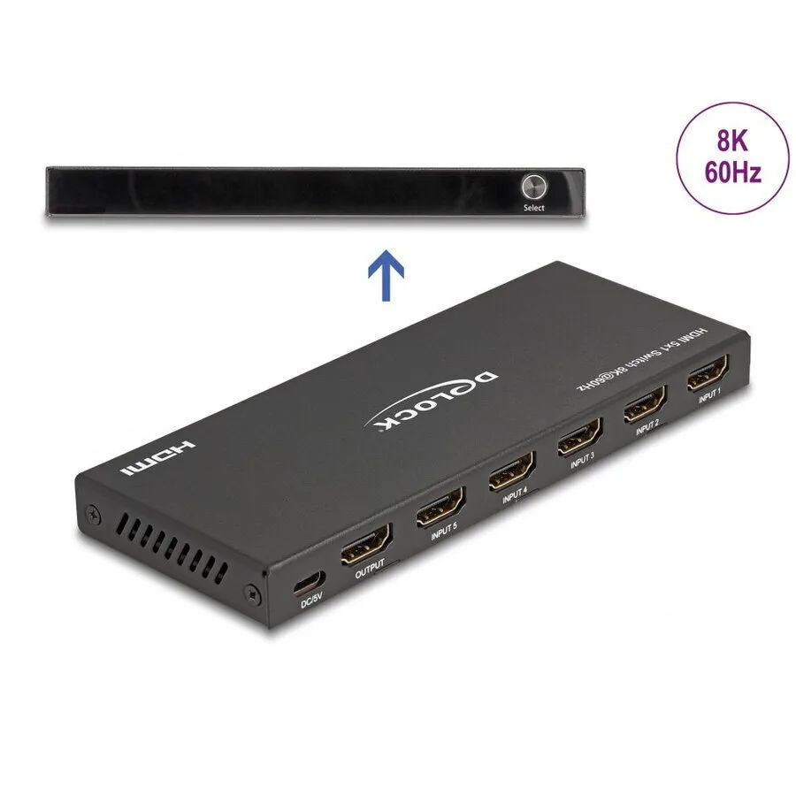 20250923130948_delock_hdmi_switch_5_ports_8k60hz_4k144hz_delock_18657.jpeg Delock Hdmi Switch 5 Ports 8k60hz/4k144hz Delock 18657 - Image 1