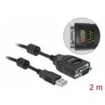 Delock Usb-a To Serial Rs-232 Db9 Ftdi Cable Led 2m Delock 90497