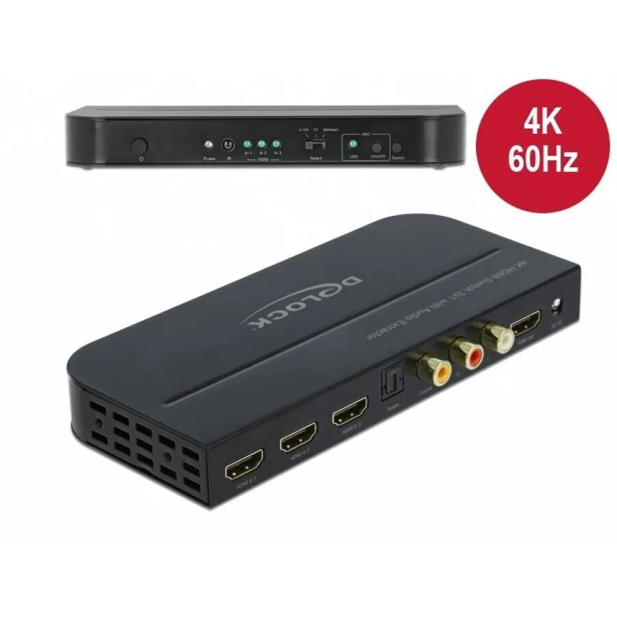 20250924094830_delock_hdmi_switch_3_ports_4k_60hz_audio_extractor_delock_66498.jpeg Delock Hdmi Switch 3 Ports 4k@60hz Audio Extractor Delock 66498 - Image 1