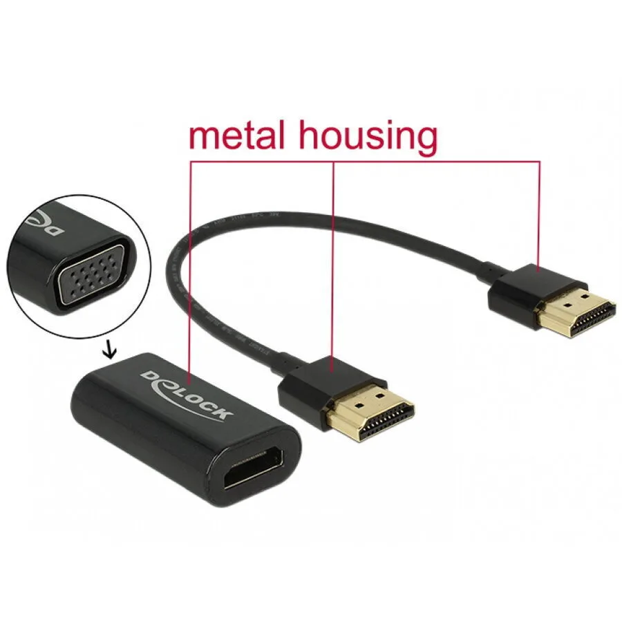 20250925163510_delock_hdmi_male_vga_female_65667.jpeg DeLock 65667 Μετατροπέας HDMI male σε VGA female 1τμχ - Image 1