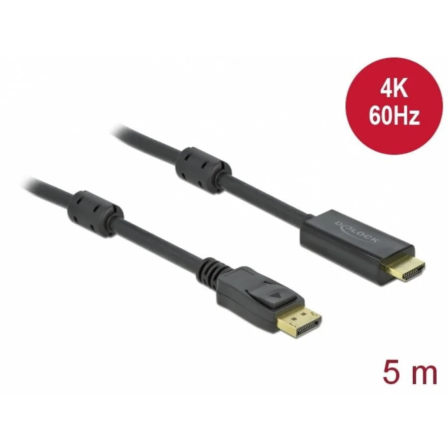 20251007165905_delock_cable_displayport_male_hdmi_male_5m_mayro_85958.jpeg DeLock Cable DisplayPort male - HDMI male 5m Μαύρο (85958) - Image 1