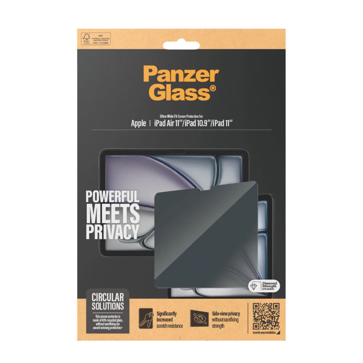 PanzerGlass 0.61mm Privacy Screen Protector (Apple iPad Air 11"/10.9) P2833 - Image 1