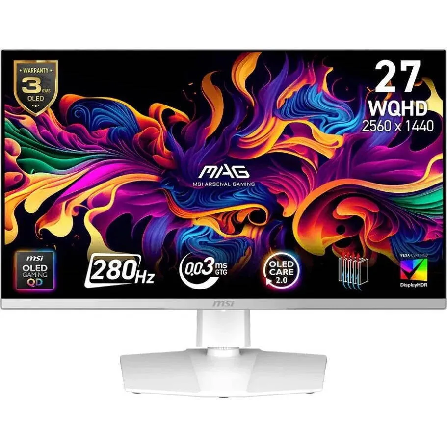 20260211092501_msi_272qpwde_oled_hdr_gaming_monitor_26_5_qhd_2560by1440_280hz_me_chrono_apokrisis_0_03ms_gtg.jpeg MSI 272QPWDE OLED HDR Gaming Monitor 26.5" QHD 2560x1440 280Hz με Χρόνο Απόκρισης 0.03ms GTG Λευκό - Image 1