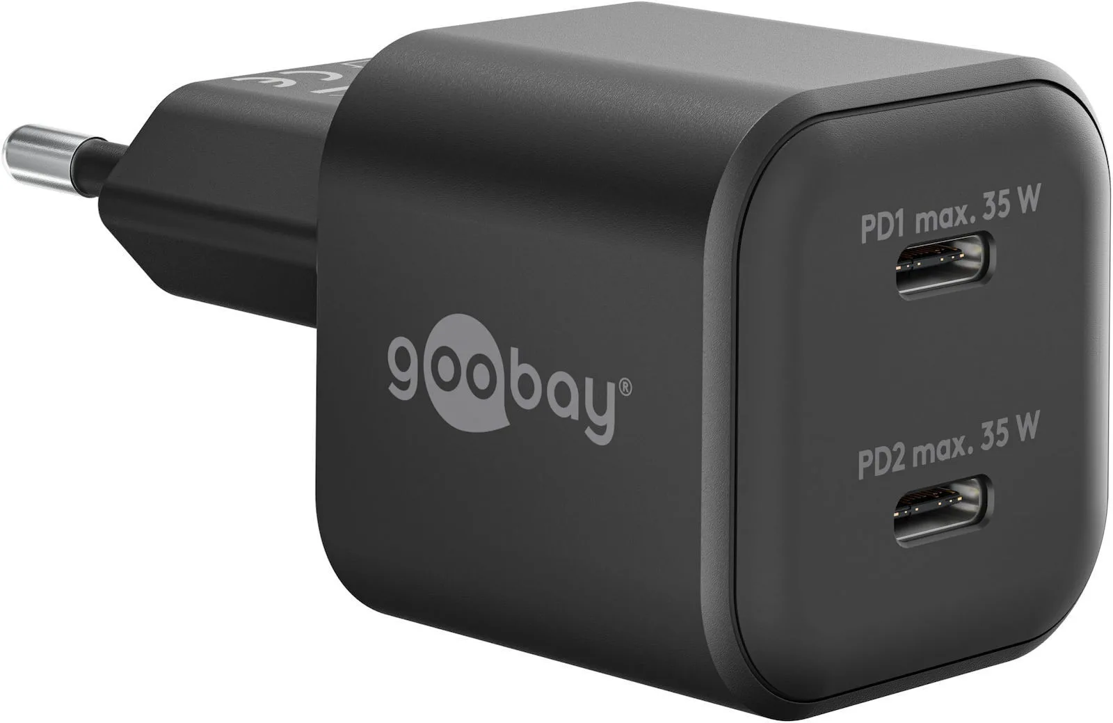 Goobay Φορτιστής Χωρίς Καλώδιο GaN με 2 Θύρες USB-C 35W Power Delivery Μαύρος (75333) - Image 1